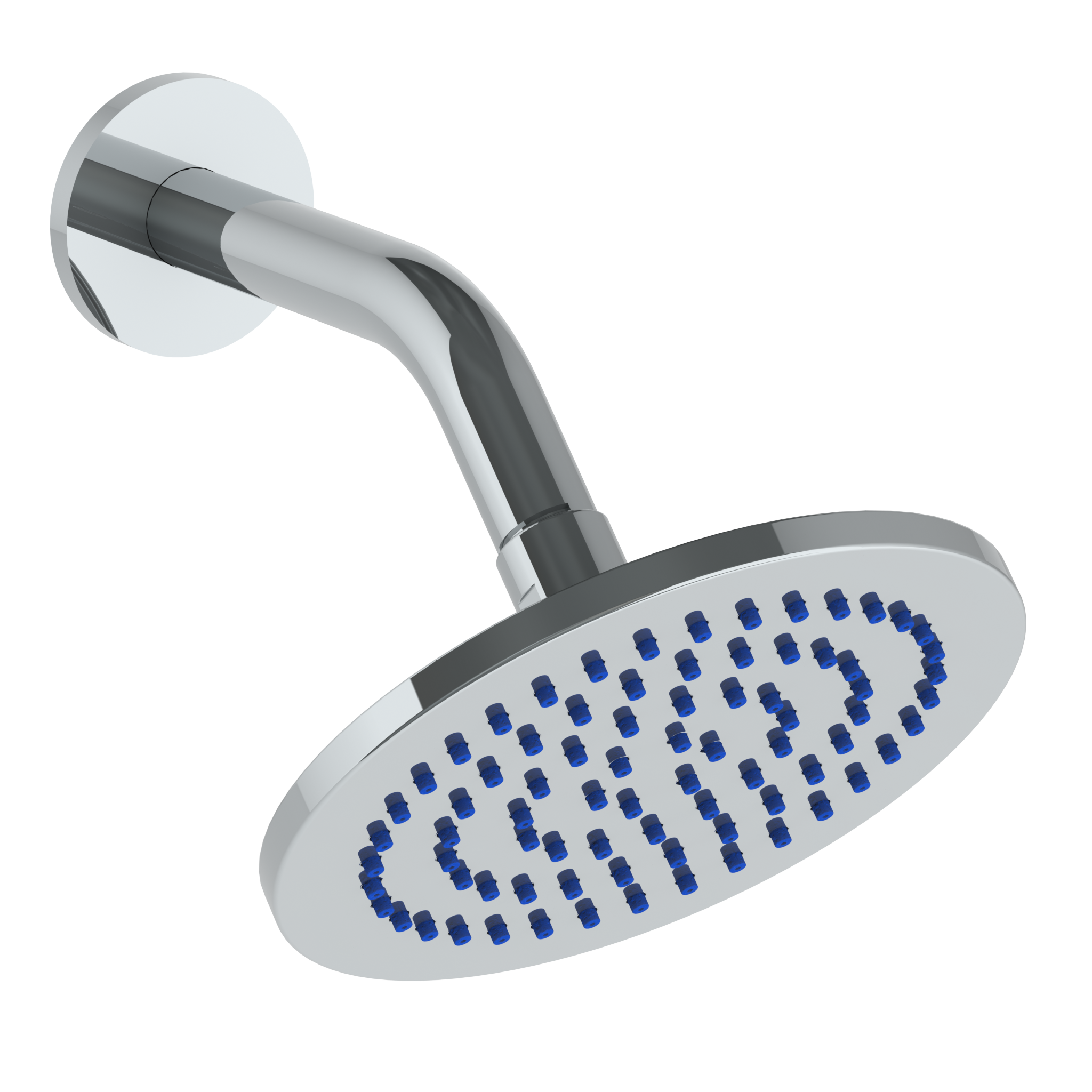 Wall Mounted Showerhead, 6"Dia, With 6" Arm And Flange