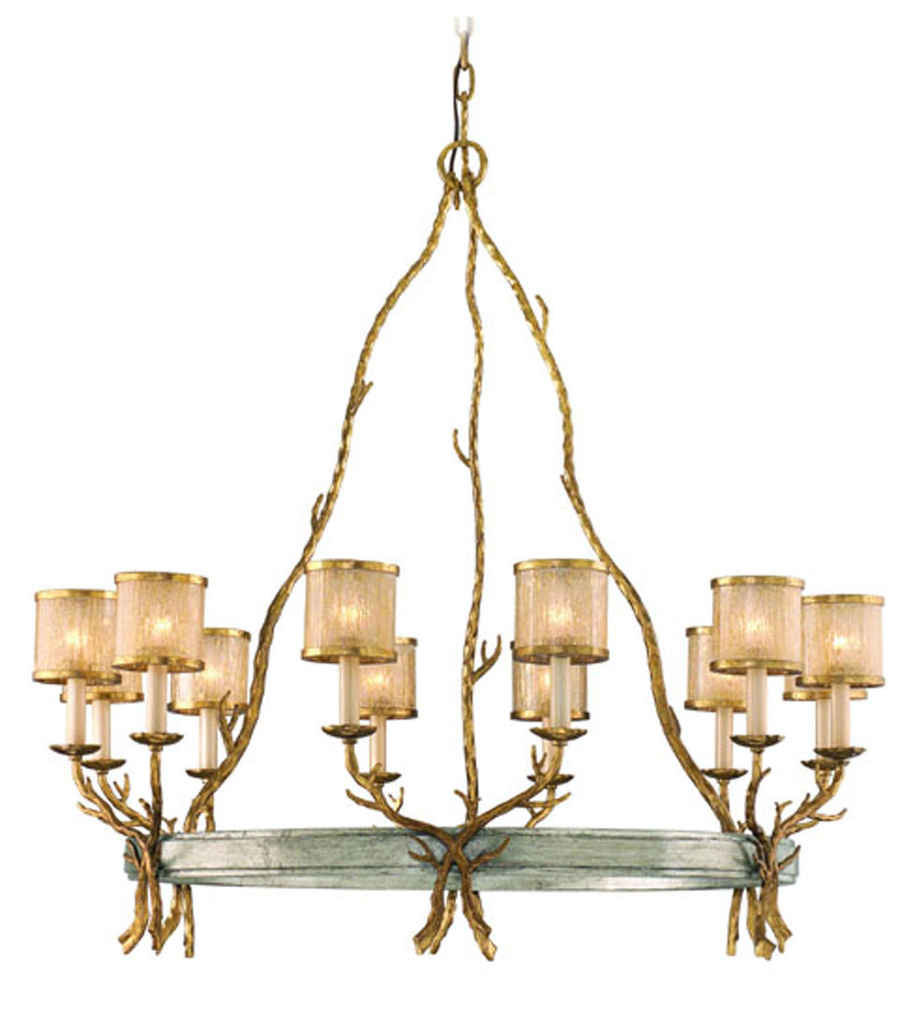 Corbett Lighting - 66-012-VGL/SSL - 12 Light Chandelier - Parc Royale - Vintage Gold Leaf