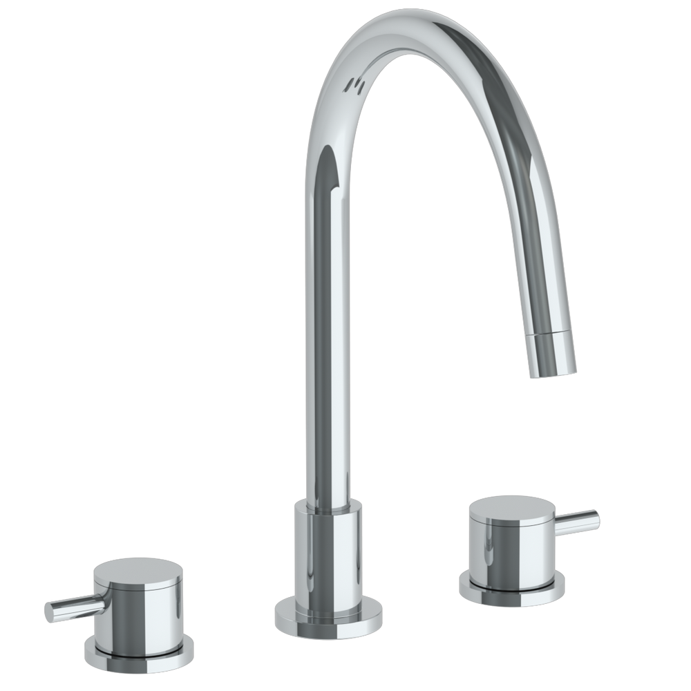 Deck Mounted 3 Hole Gooseneck Kitchen Faucet