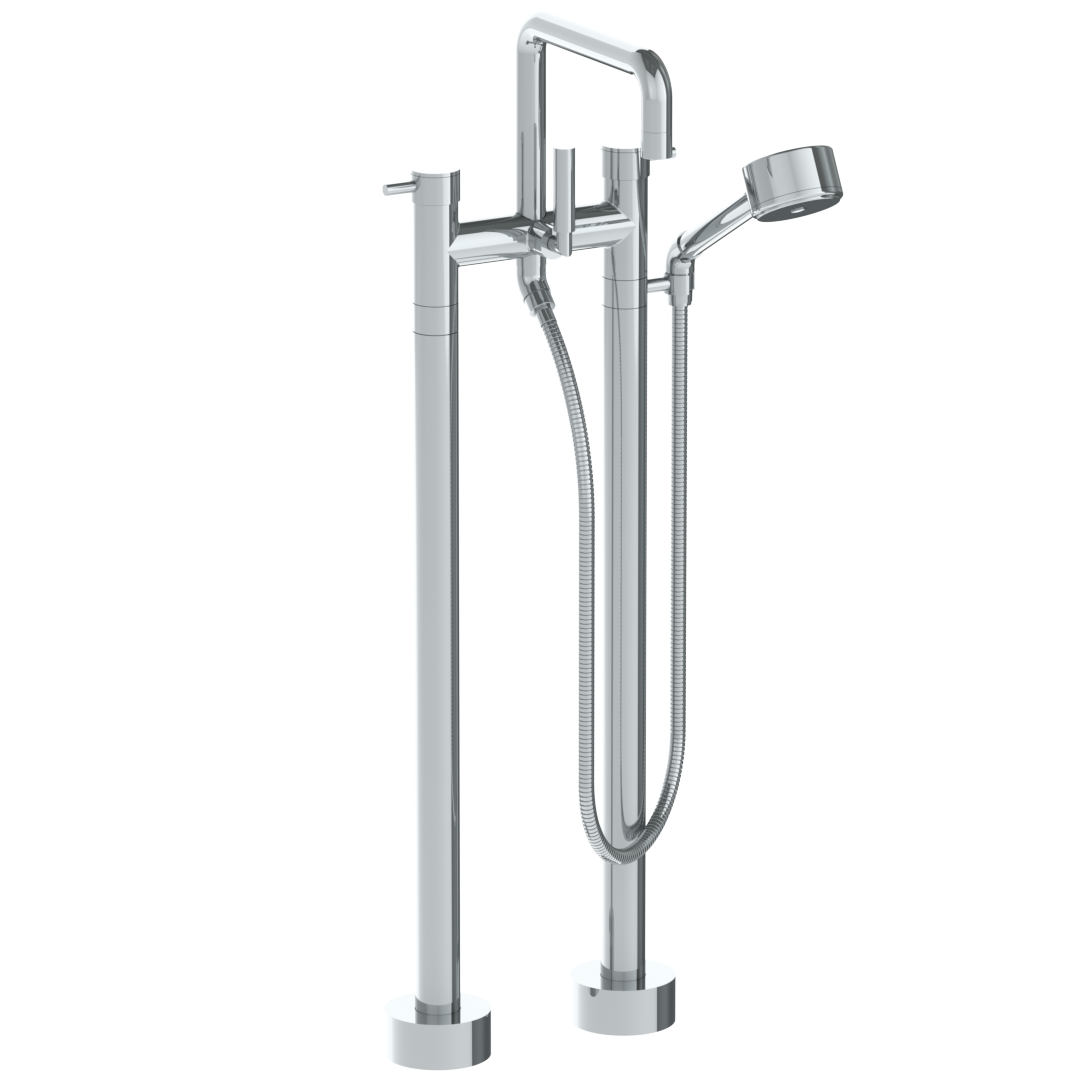 Floor Standing Bath Set With Square Spout And Volume Hand Shower