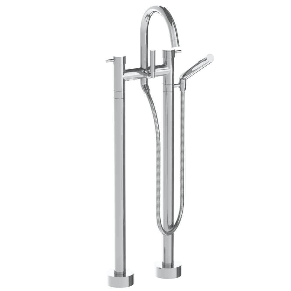 Floor Standing Bath Set With Gooseneck Spout And Slim Hand Shower