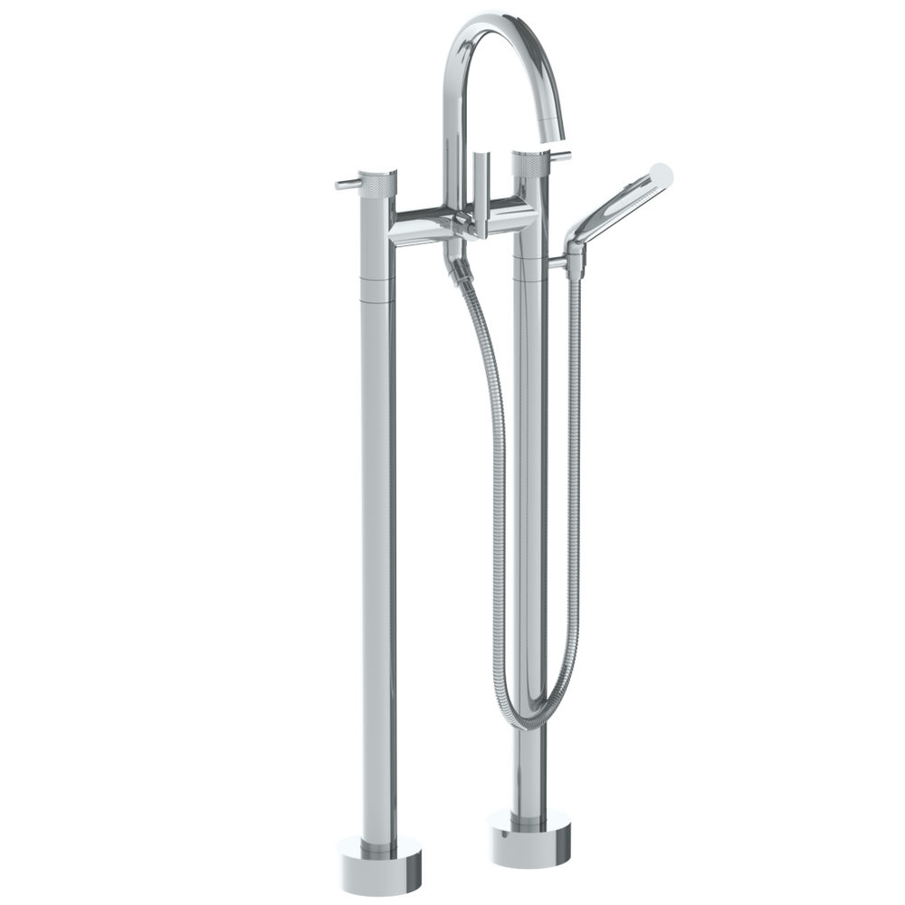 Floor Standing Bath Set With Gooseneck Spout And Slim Hand Shower