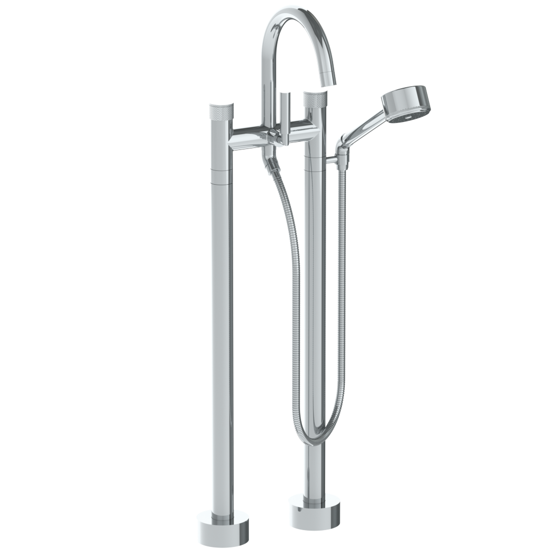 Floor Standing Bath Set With Gooseneck Spout And Volume Hand Shower