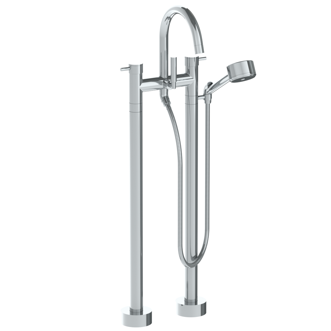 Floor Standing Bath Set With Gooseneck Spout And Volume Hand Shower