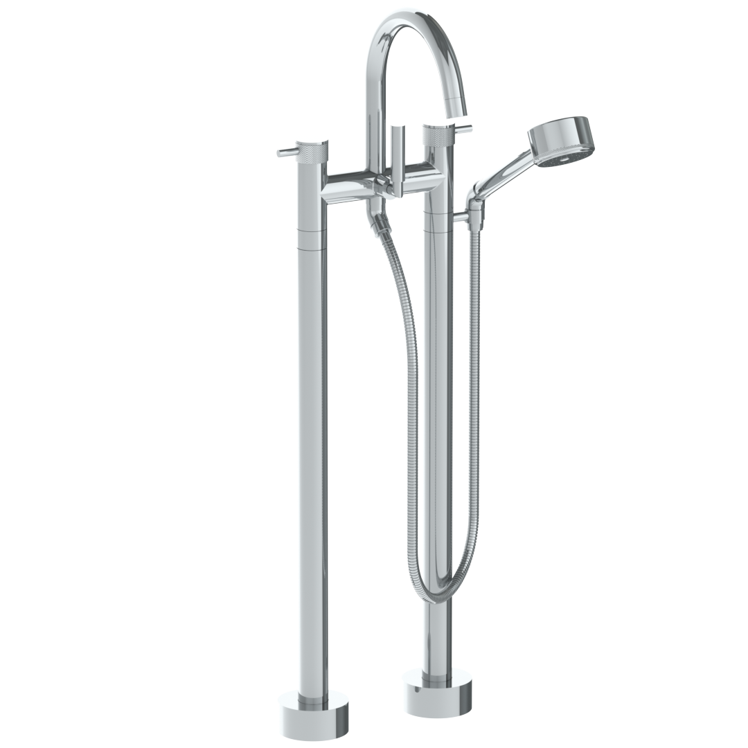 Floor Standing Bath Set With Gooseneck Spout And Volume Hand Shower