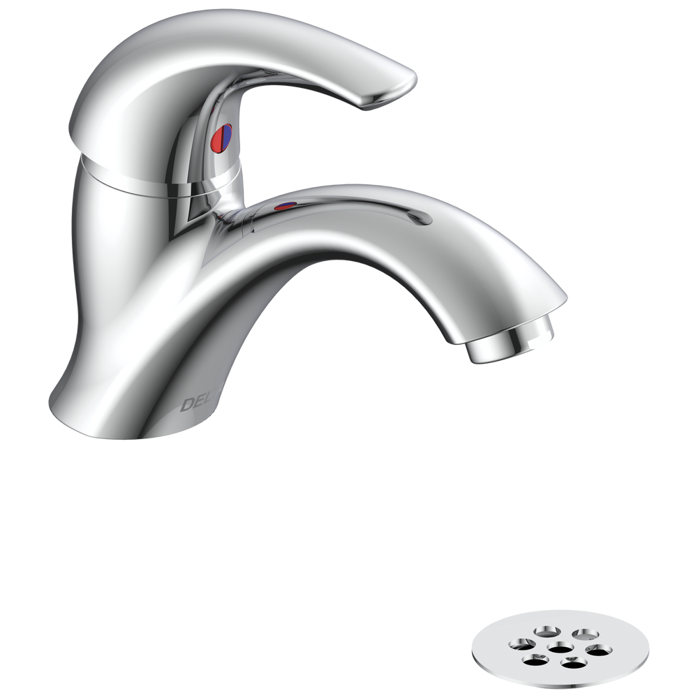 Commercial 22C: Single Handle Single Hole Centerset Bathroom Faucet with Grid Strainer