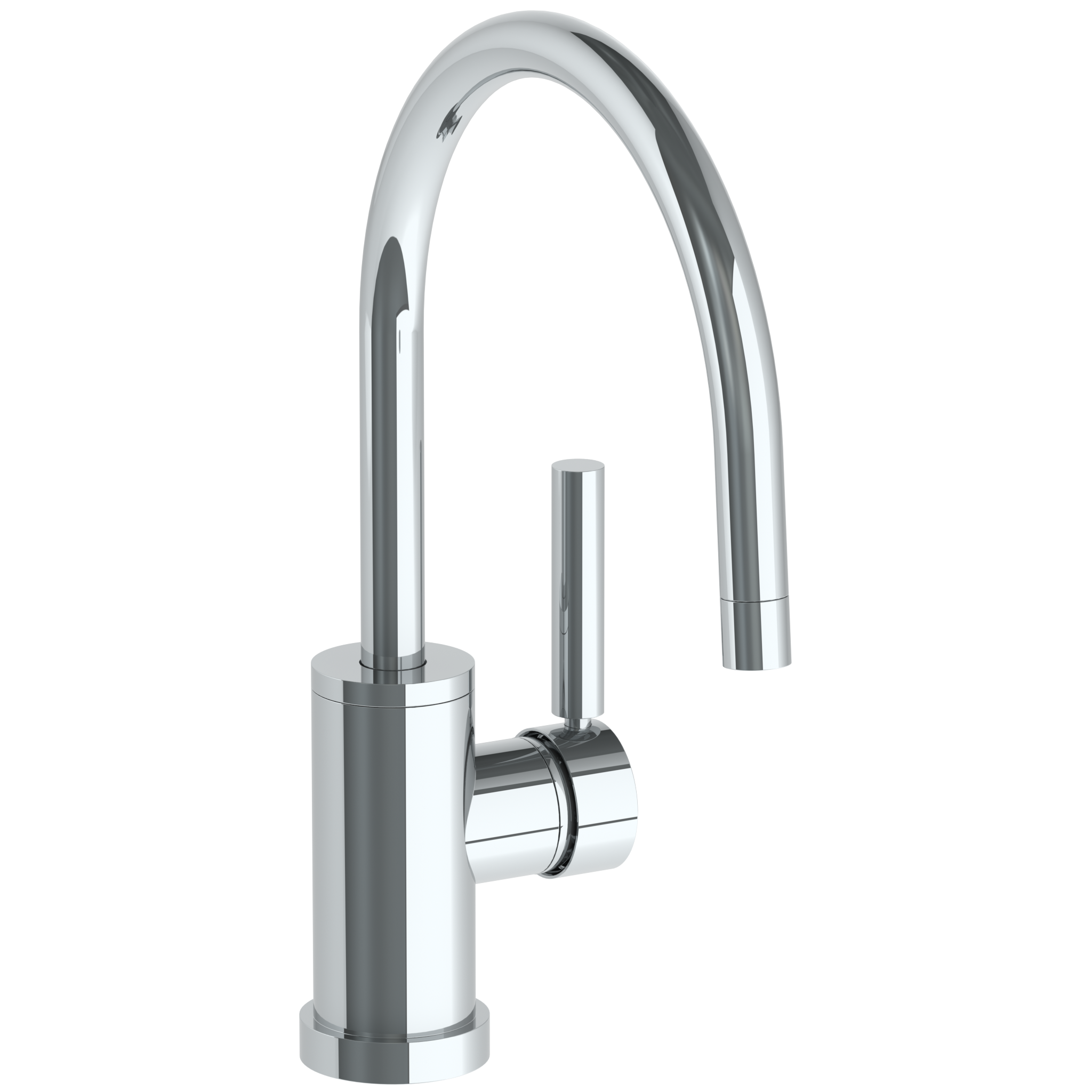 Deck Mounted 1 Hole Gooseneck Kitchen Faucet