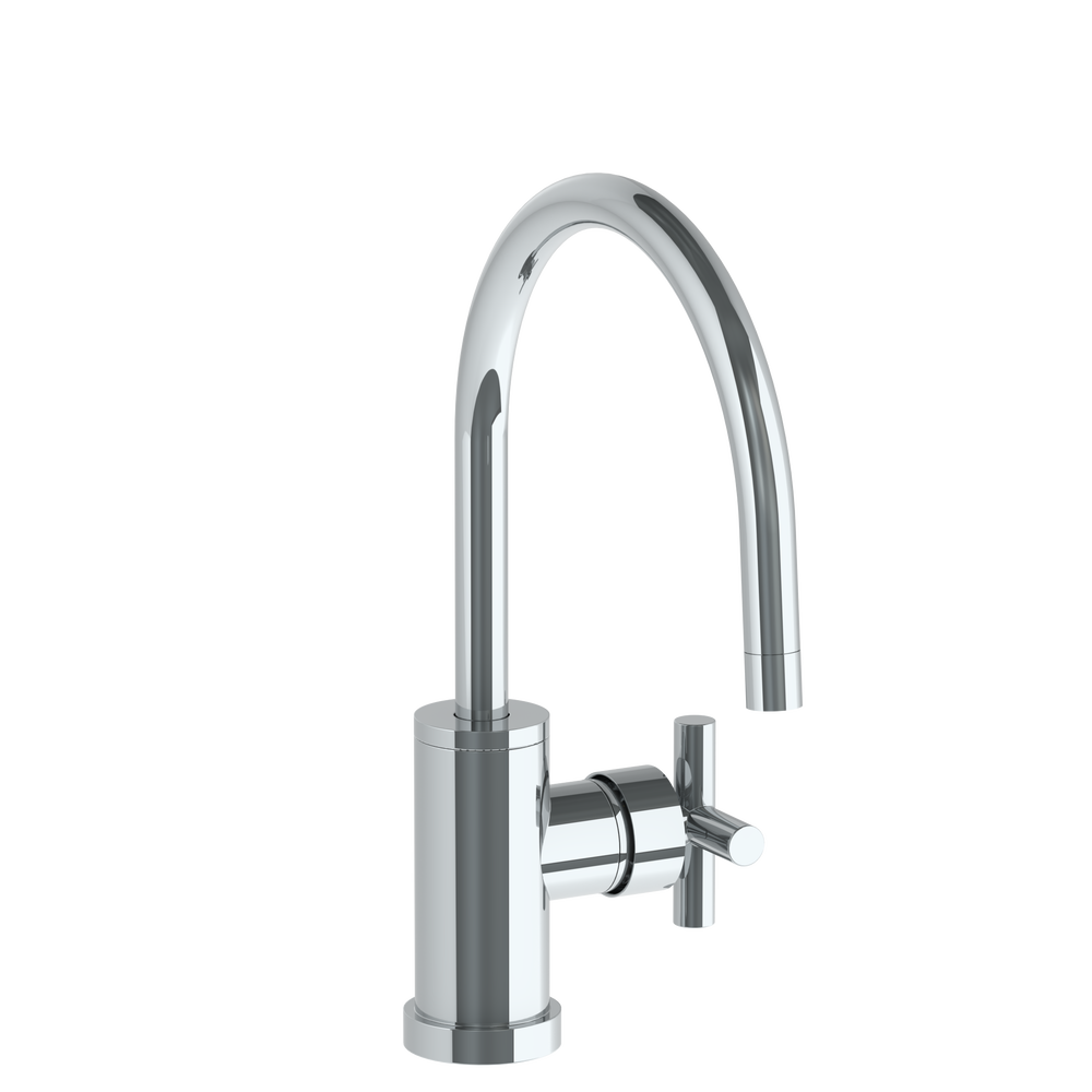 Deck Mounted 1 Hole Gooseneck Kitchen Faucet