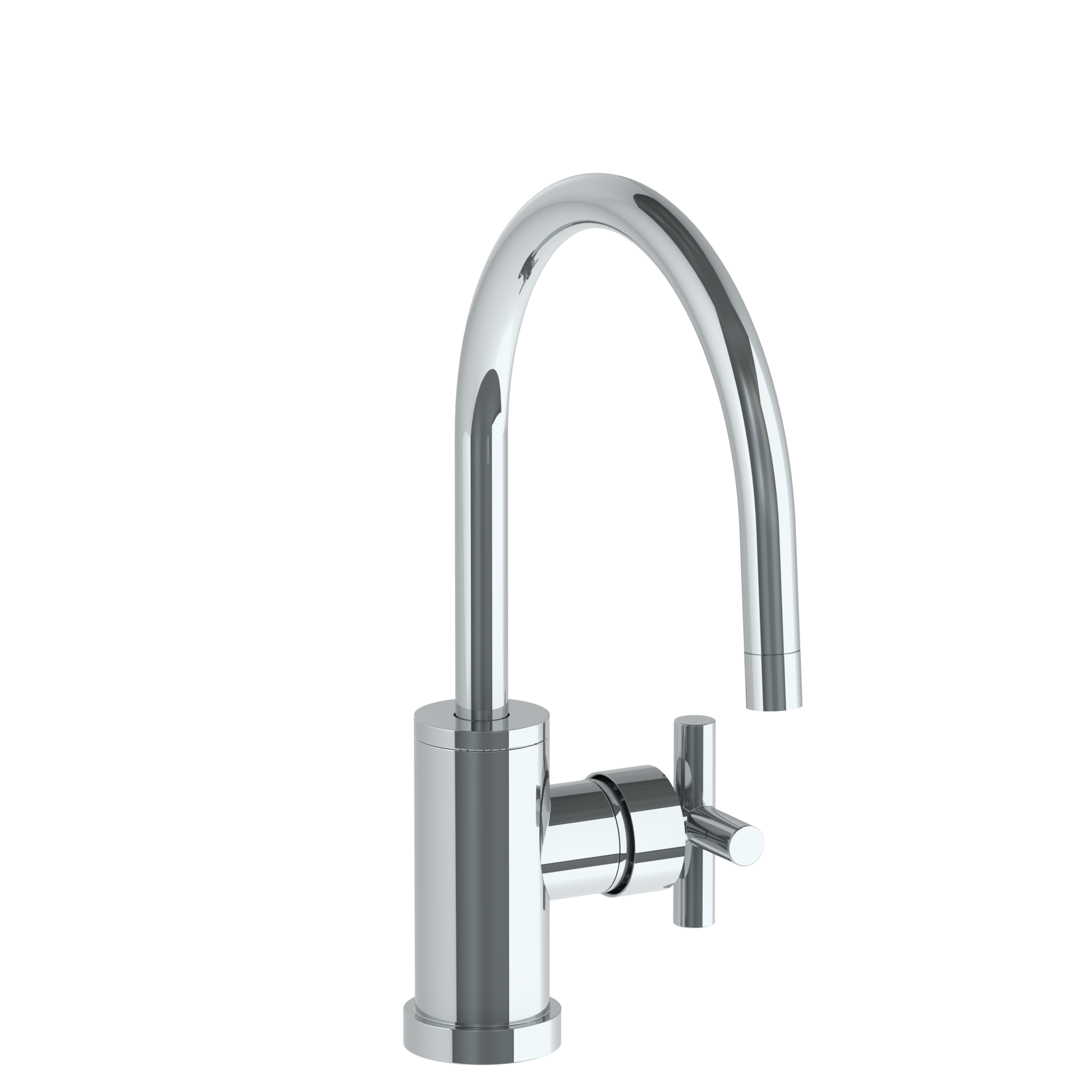 Deck Mounted 1 Hole Gooseneck Kitchen Faucet