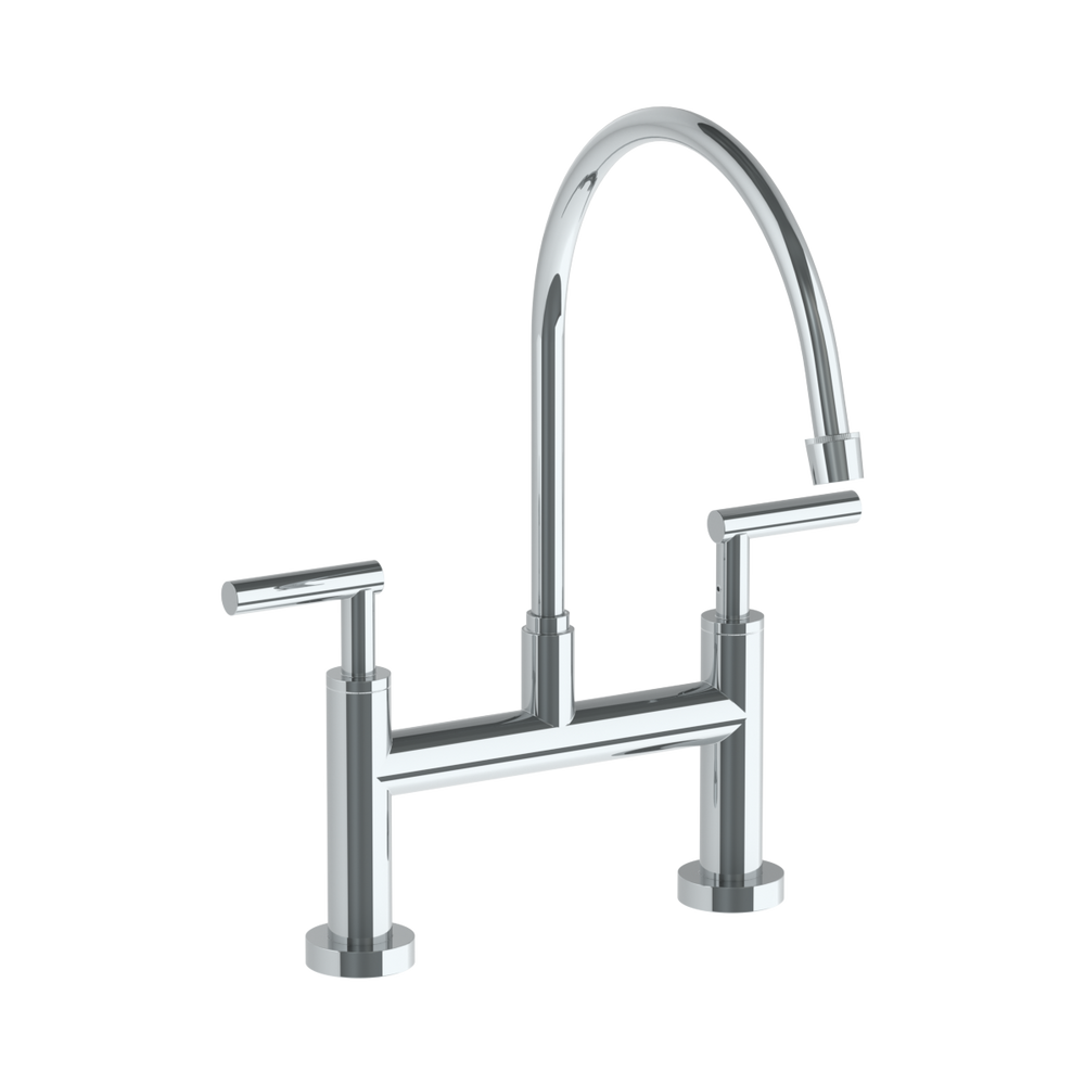 Deck Mounted Bridge Extended Gooseneck Kitchen Faucet