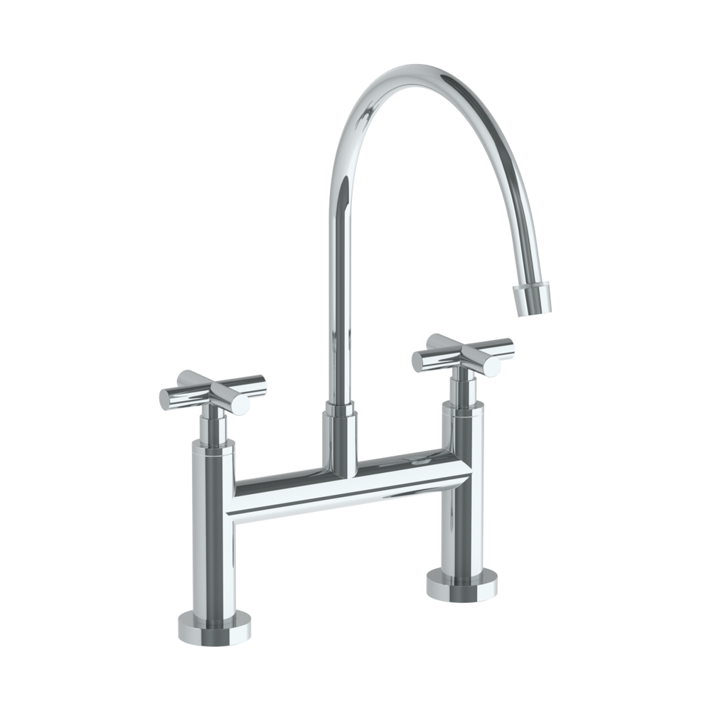 Deck Mounted Bridge Extended Gooseneck Kitchen Faucet