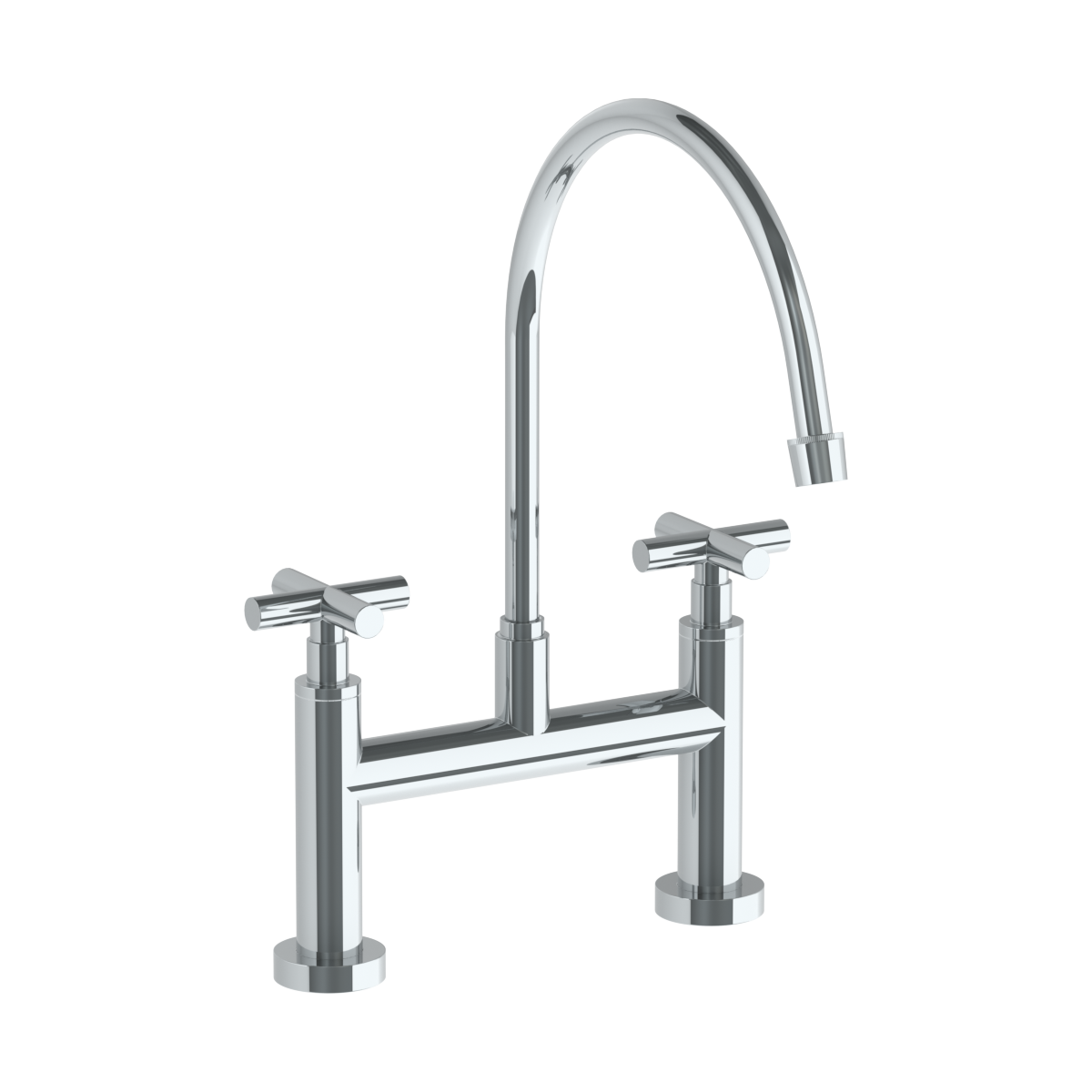 Deck Mounted Bridge Extended Gooseneck Kitchen Faucet