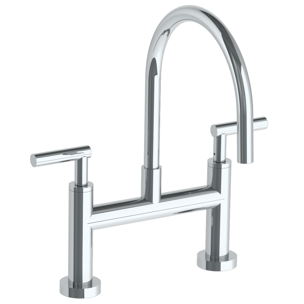 Deck Mounted Bridge Gooseneck Kitchen Faucet