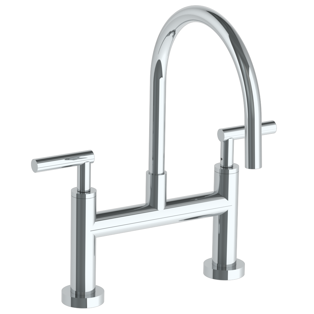 Deck Mounted Bridge Gooseneck Kitchen Faucet