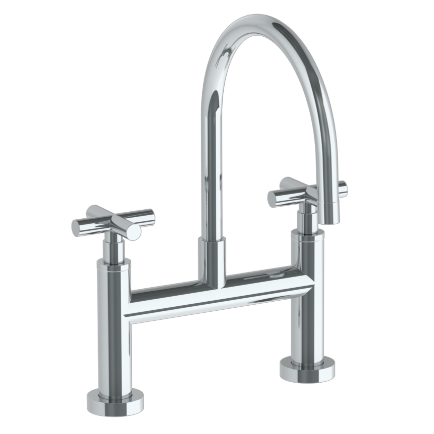 Deck Mounted Bridge Gooseneck Kitchen Faucet