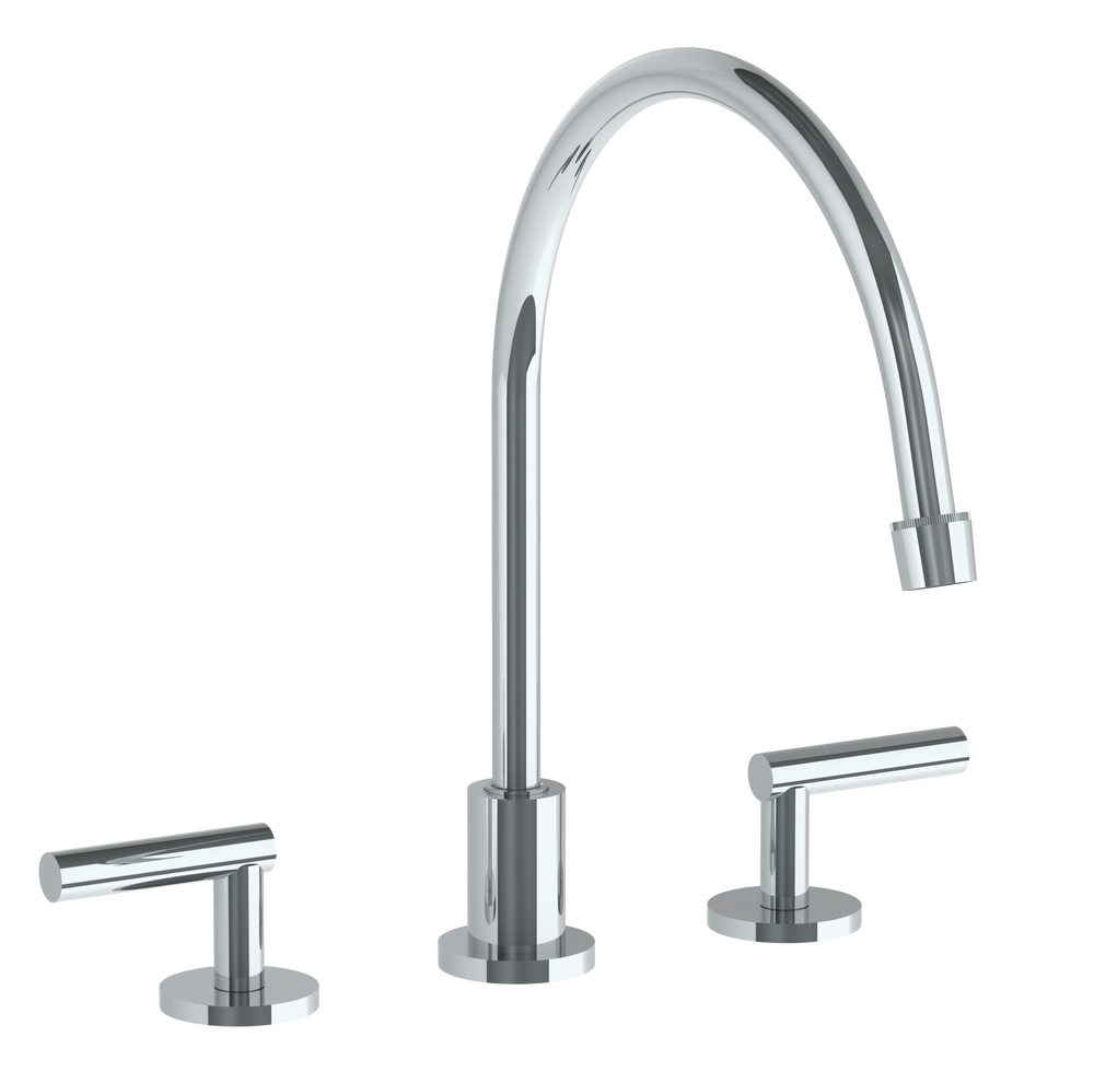 Deck Mounted 3 Hole Extended Gooseneck Kitchen Faucet