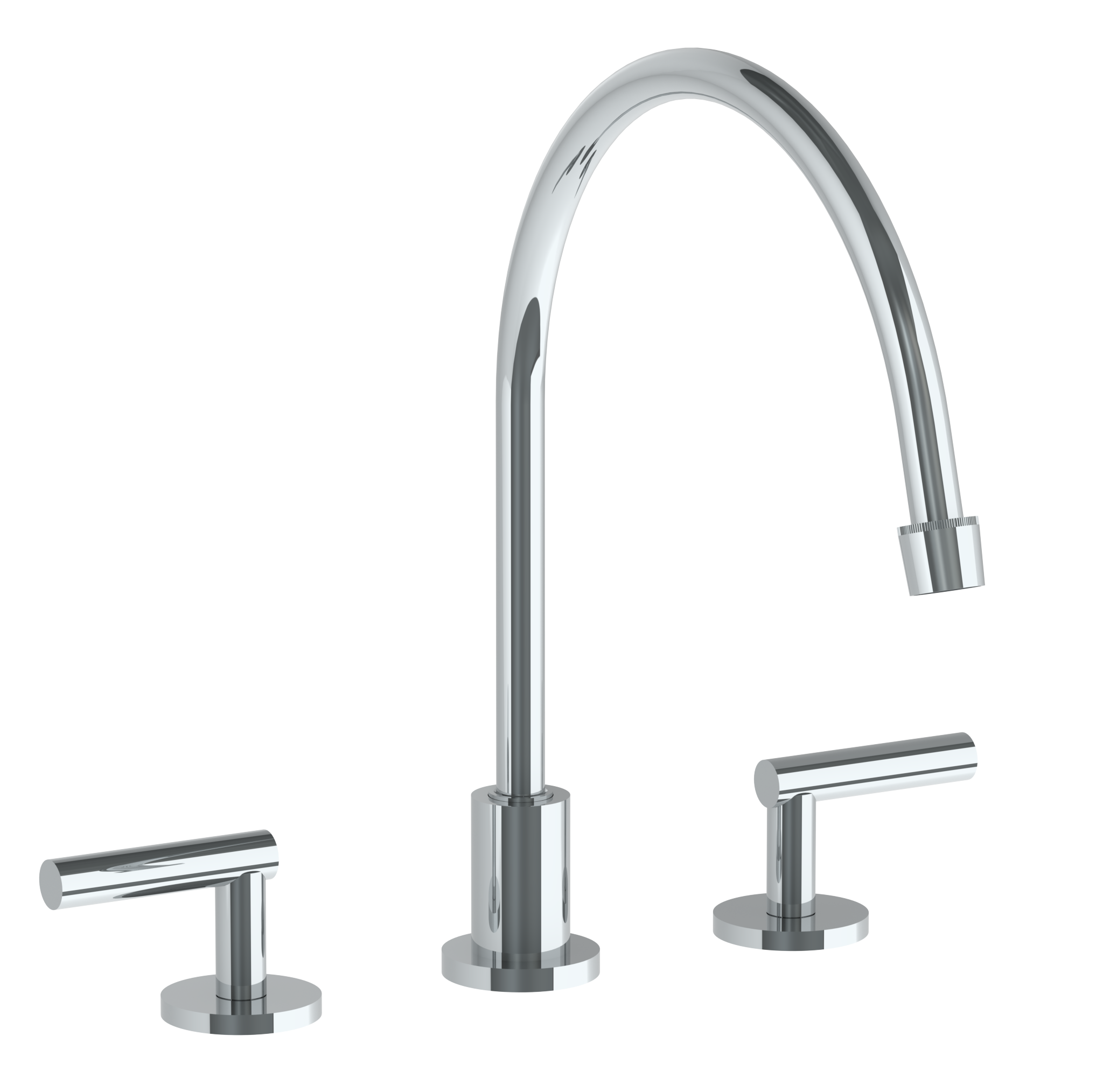 Deck Mounted 3 Hole Extended Gooseneck Kitchen Faucet