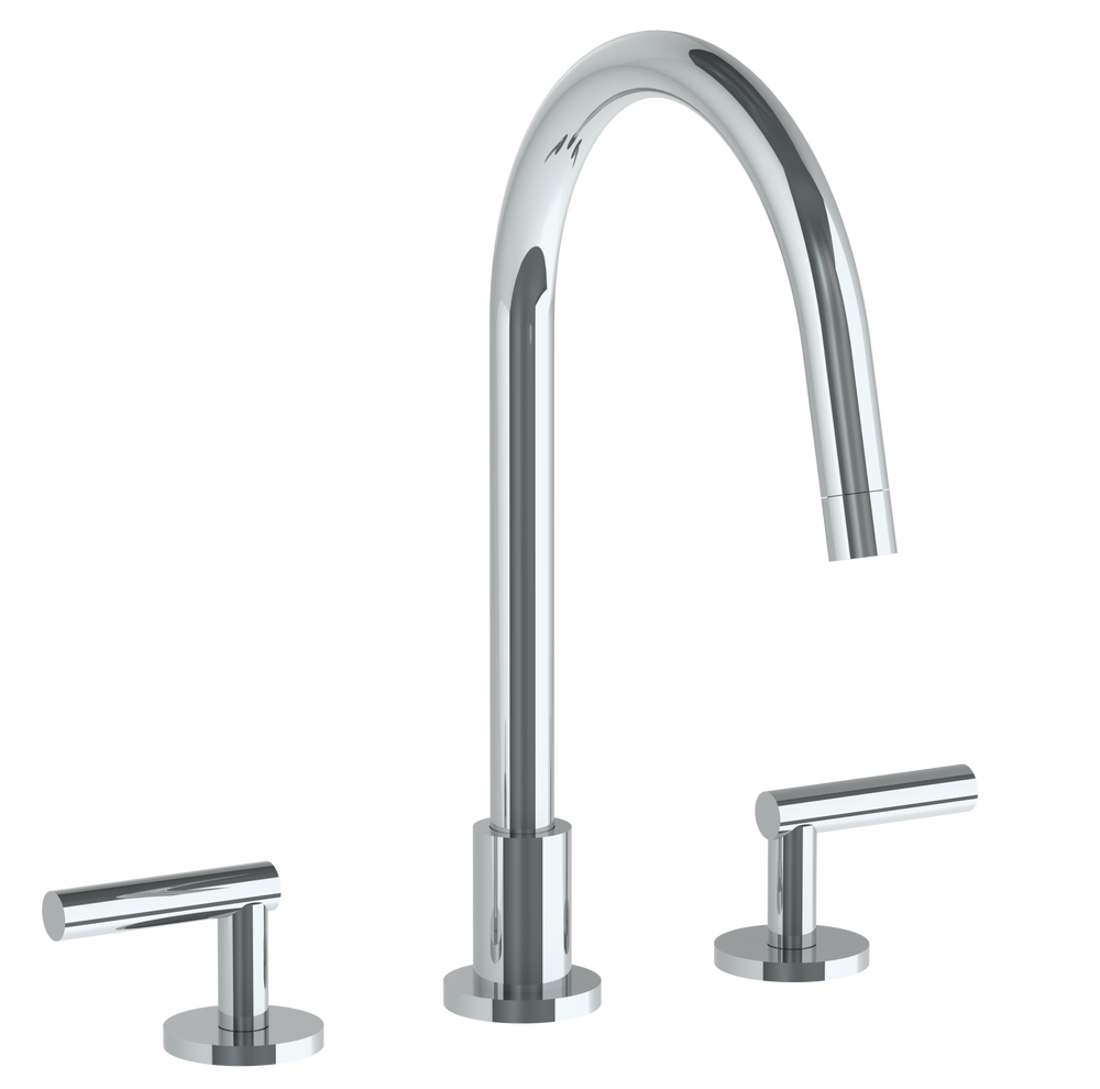 Deck Mounted 3 Hole Gooseneck Kitchen Faucet