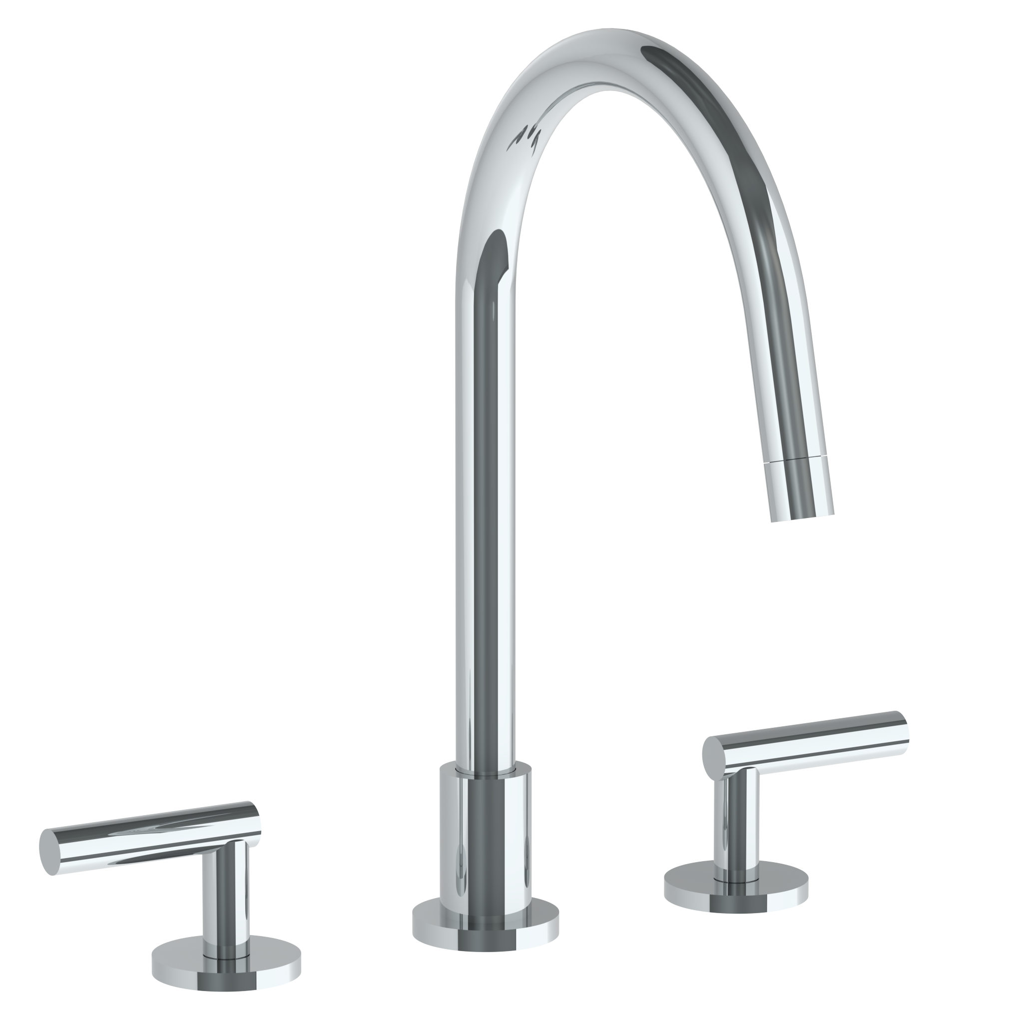 Deck Mounted 3 Hole Gooseneck Kitchen Faucet