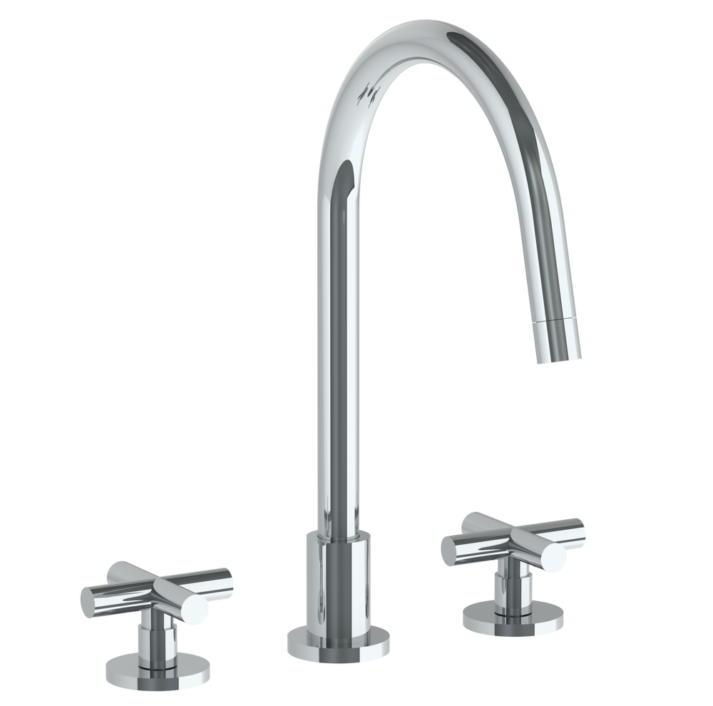 Deck Mounted 3 Hole Gooseneck Kitchen Faucet