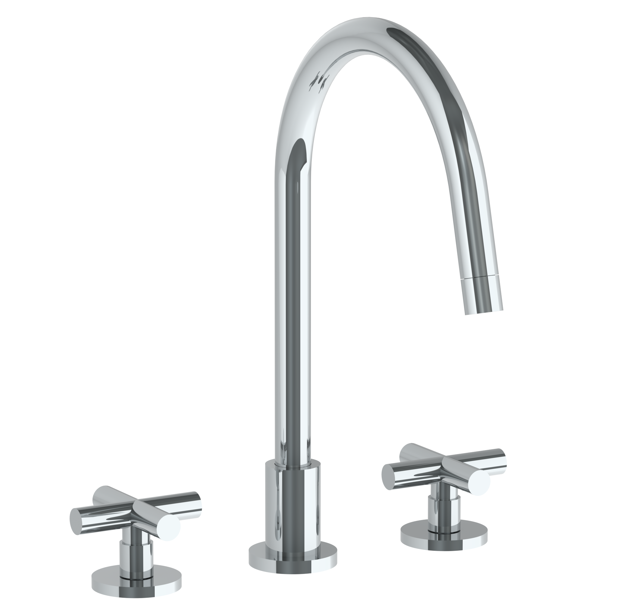 Deck Mounted 3 Hole Gooseneck Kitchen Faucet