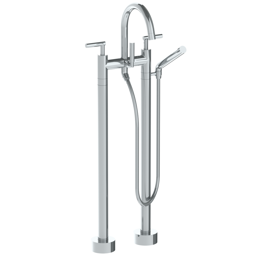 Floor Standing Bath Set With Gooseneck Spout And Slim Hand Shower