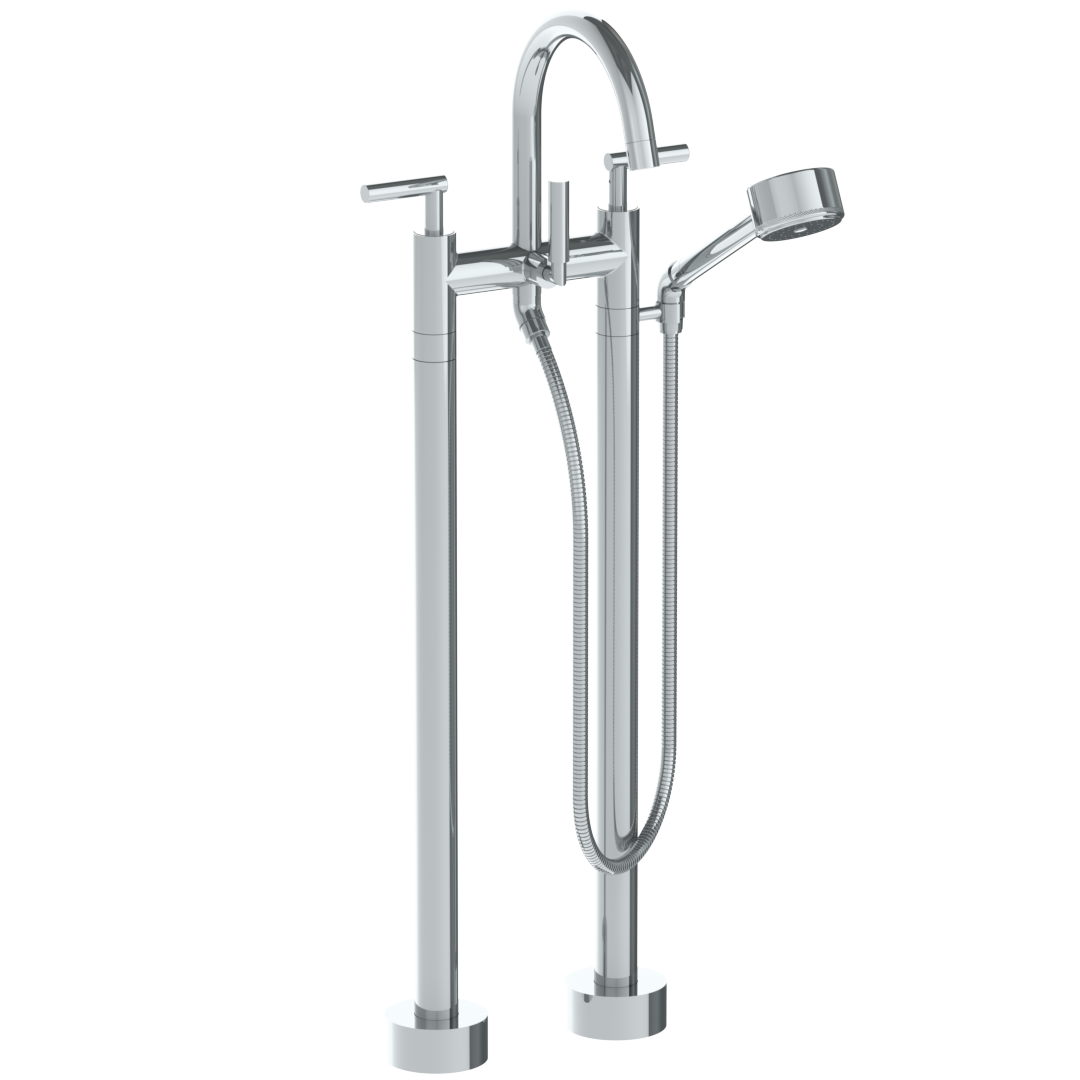 Floor Standing Bath Set With Gooseneck Spout And Volume Hand Shower