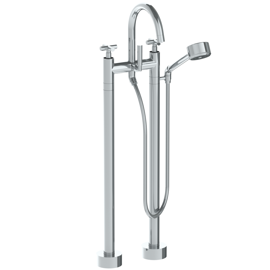 Floor Standing Bath Set With Gooseneck Spout And Volume Hand Shower