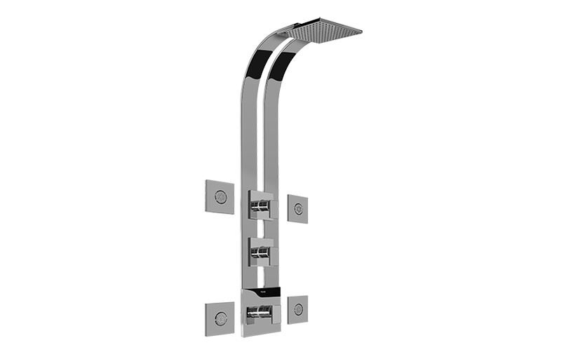 Solar Square Thermostatic Ski Shower Set w/Body Sprays (Rough & Trim) in Multiple Finishes