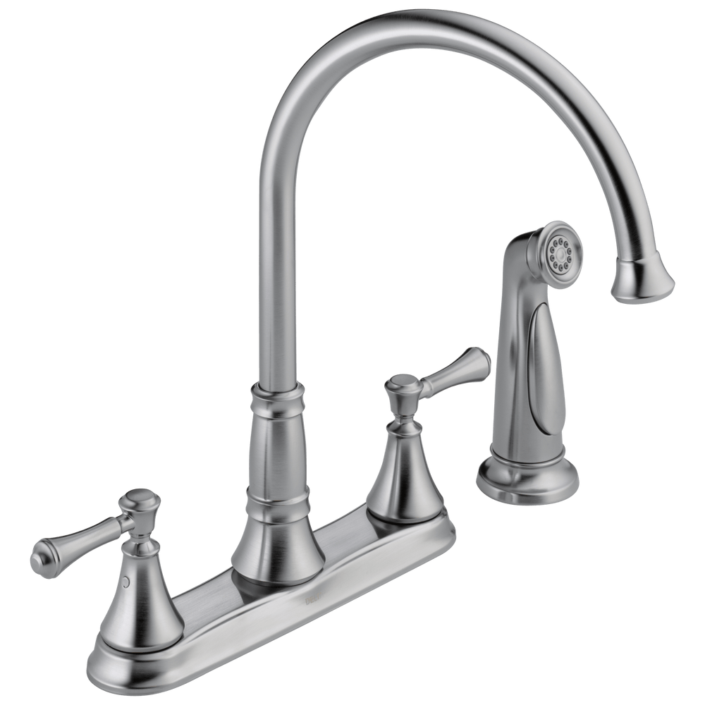 Delta Cassidy™: Two Handle Kitchen Faucet with Spray