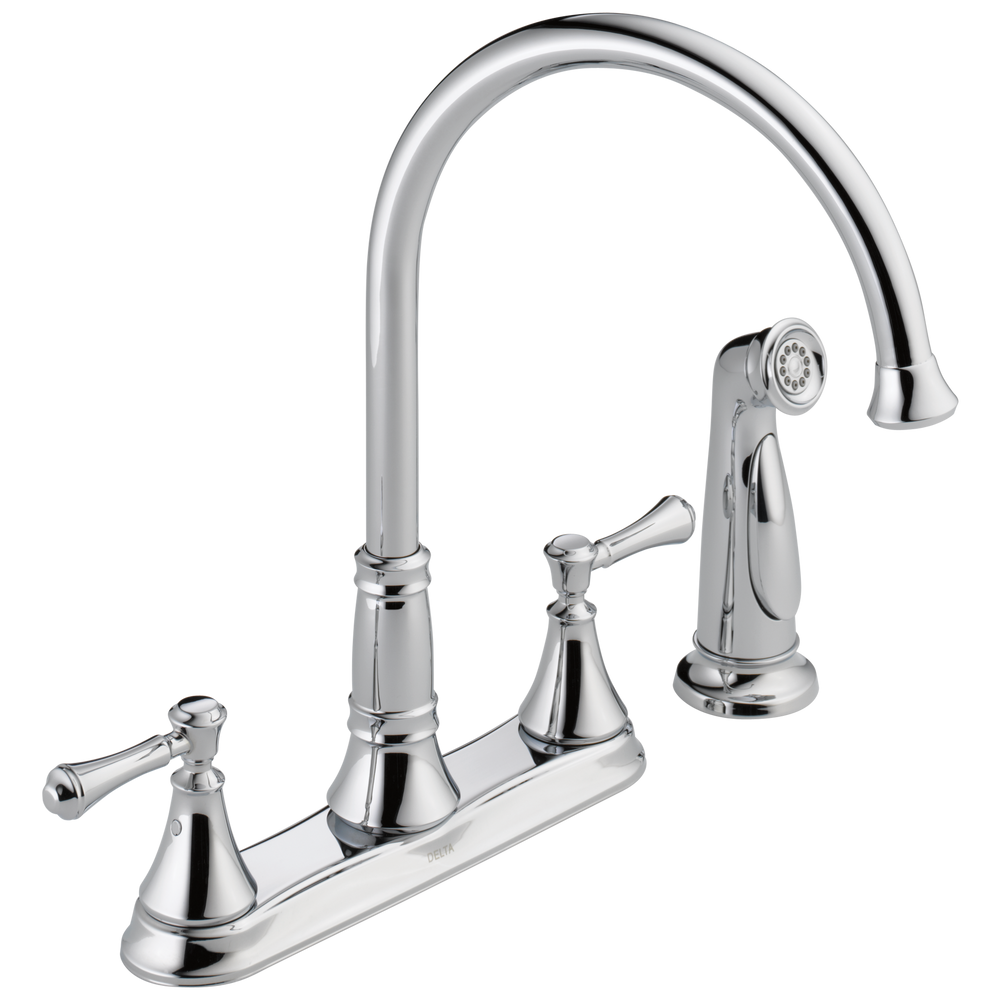 Delta Cassidy™: Two Handle Kitchen Faucet with Spray