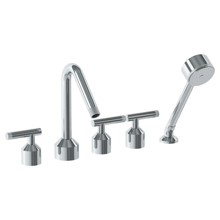 Deck Mounted 5 Hole Bath Set With Angled Spout