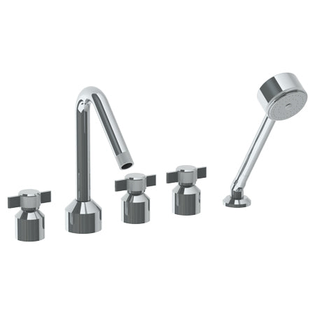 Deck Mounted 5 Hole Bath Set With Angled Spout