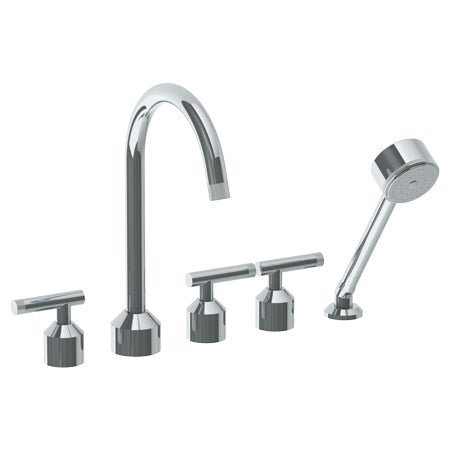 Deck Mounted 5 Hole Bath Set With Gooseneck Spout