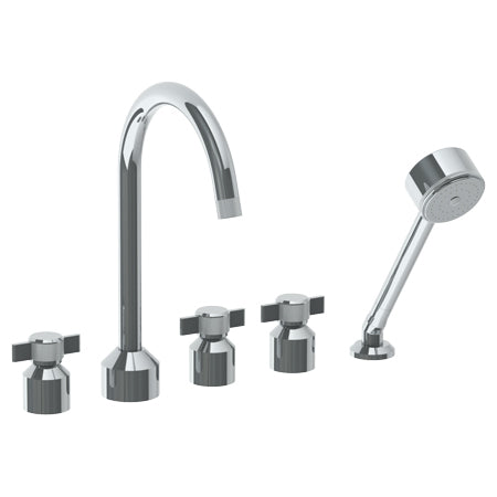 Deck Mounted 5 Hole Bath Set With Gooseneck Spout