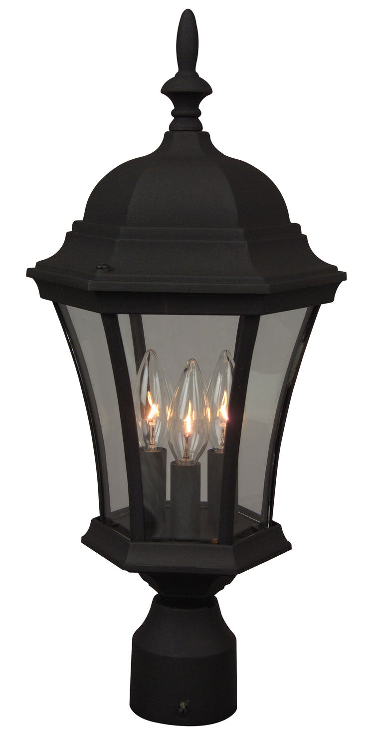 Craftmade - Z345-TB - Curved Glass Cast Three Light Post Mount in Textured Black Finish - Curved Glass Cast