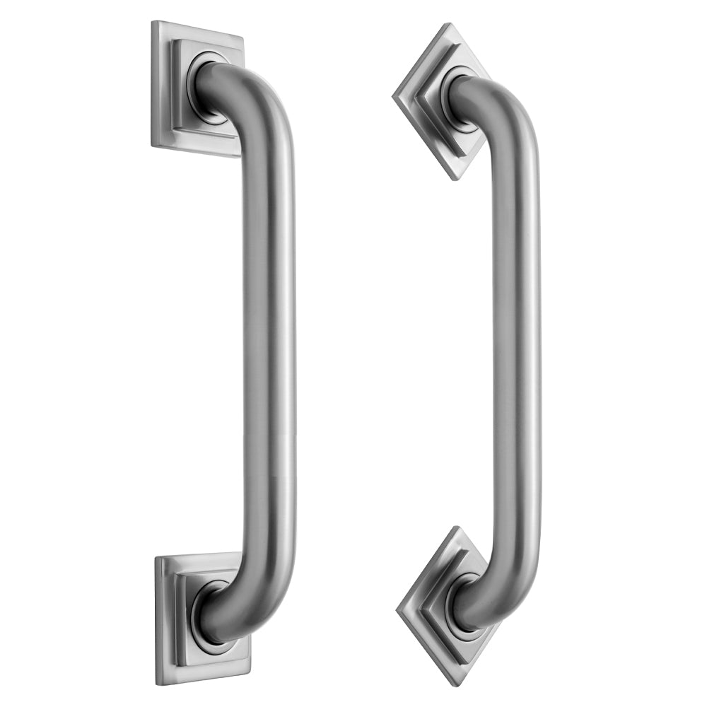 12" Deluxe Grab Bar with Contemporary Square/Diamond Flange in Multiple Finishes