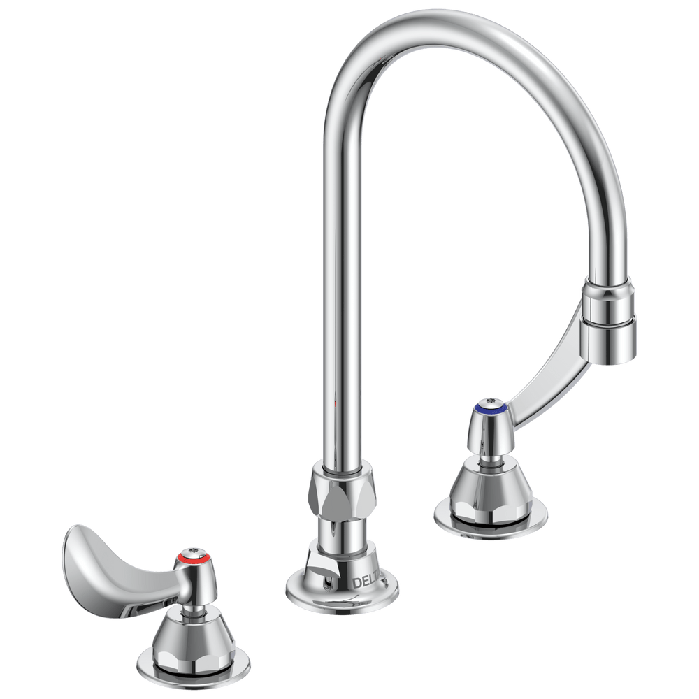 Commercial 27T2: Two Handle 8" Below Deck Mount Faucet and Gooseneck Spout