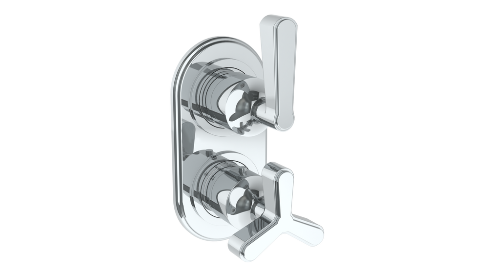 Wall Mounted Mini Thermostatic Shower Trim With Built-In Control, 3 1/2" X 6 1/4".