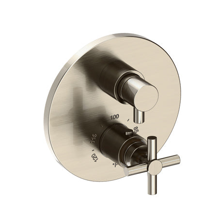 1/2" Round Thermostatic Trim Plate With Handle in Multiple Finishes