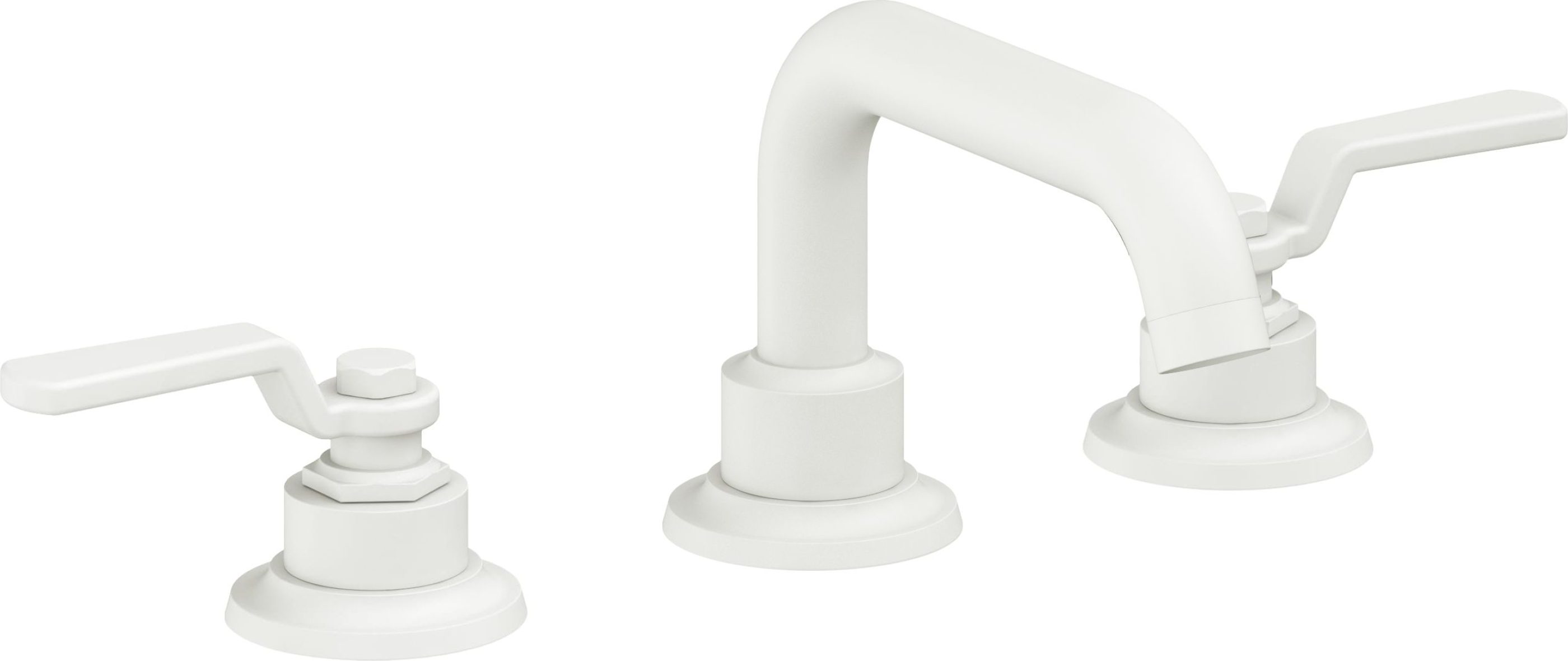 California Faucets - 8002ZB-MWHT - 8" Widespread Lavatory Faucet with ZeroDrain - Matte White - Descanso Works