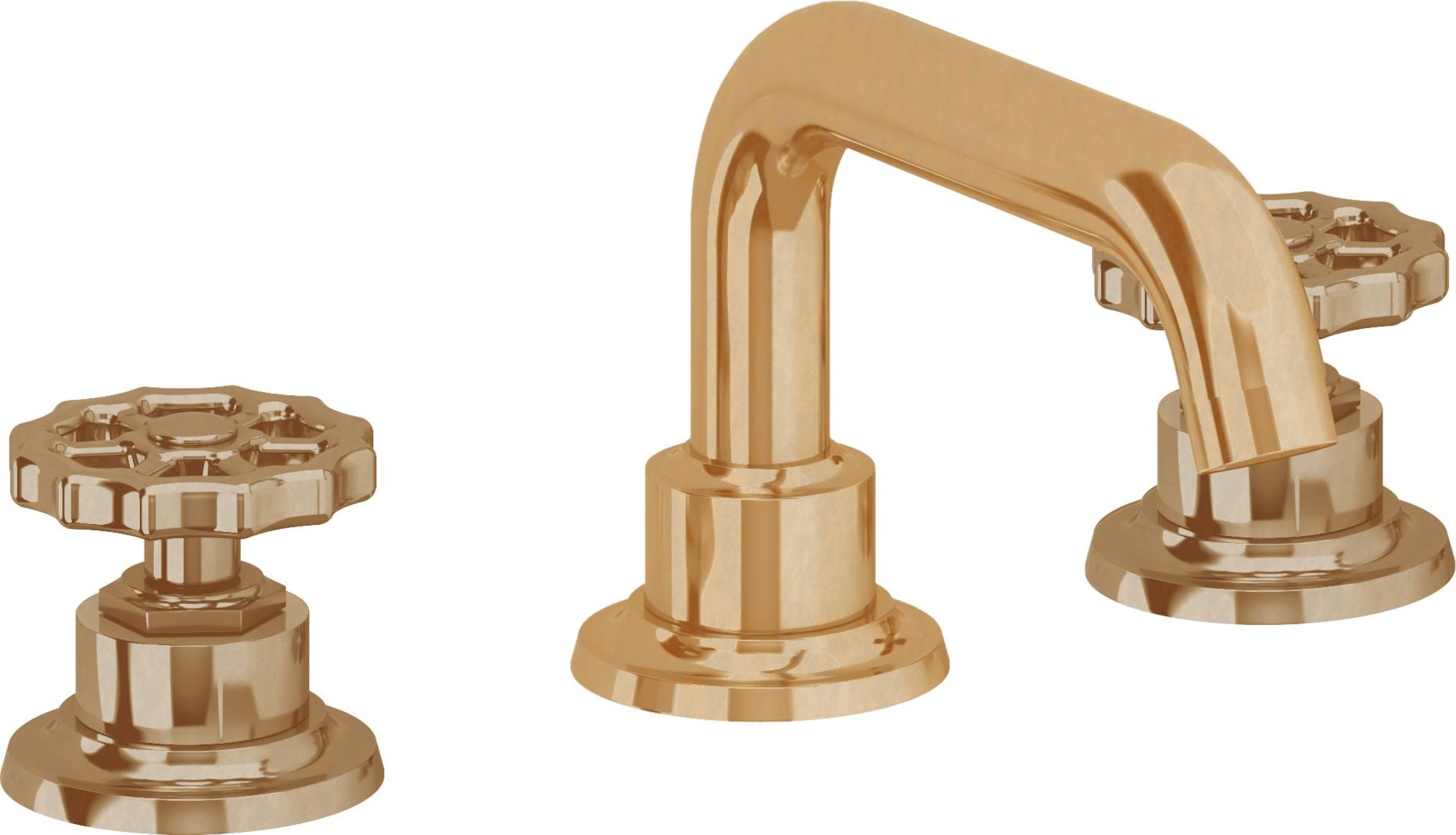 California Faucets - 8002W-BBU - 8" Widespread Lavatory Faucet - Burnished Brass Uncoated - Descanso Works