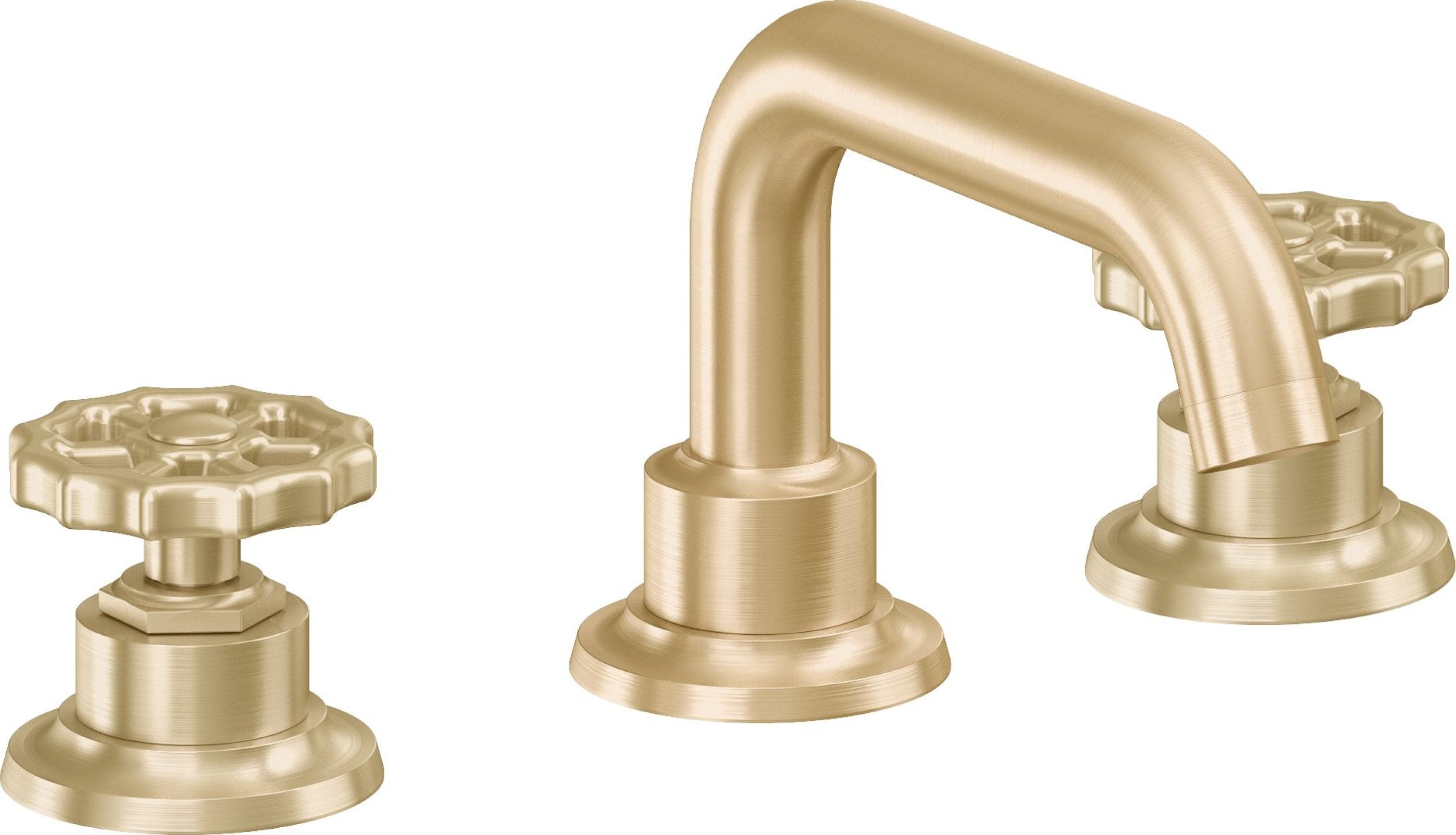 California Faucets - 8002W-SB - 8" Widespread Lavatory Faucet - Satin Brass (PVD) - Descanso Works