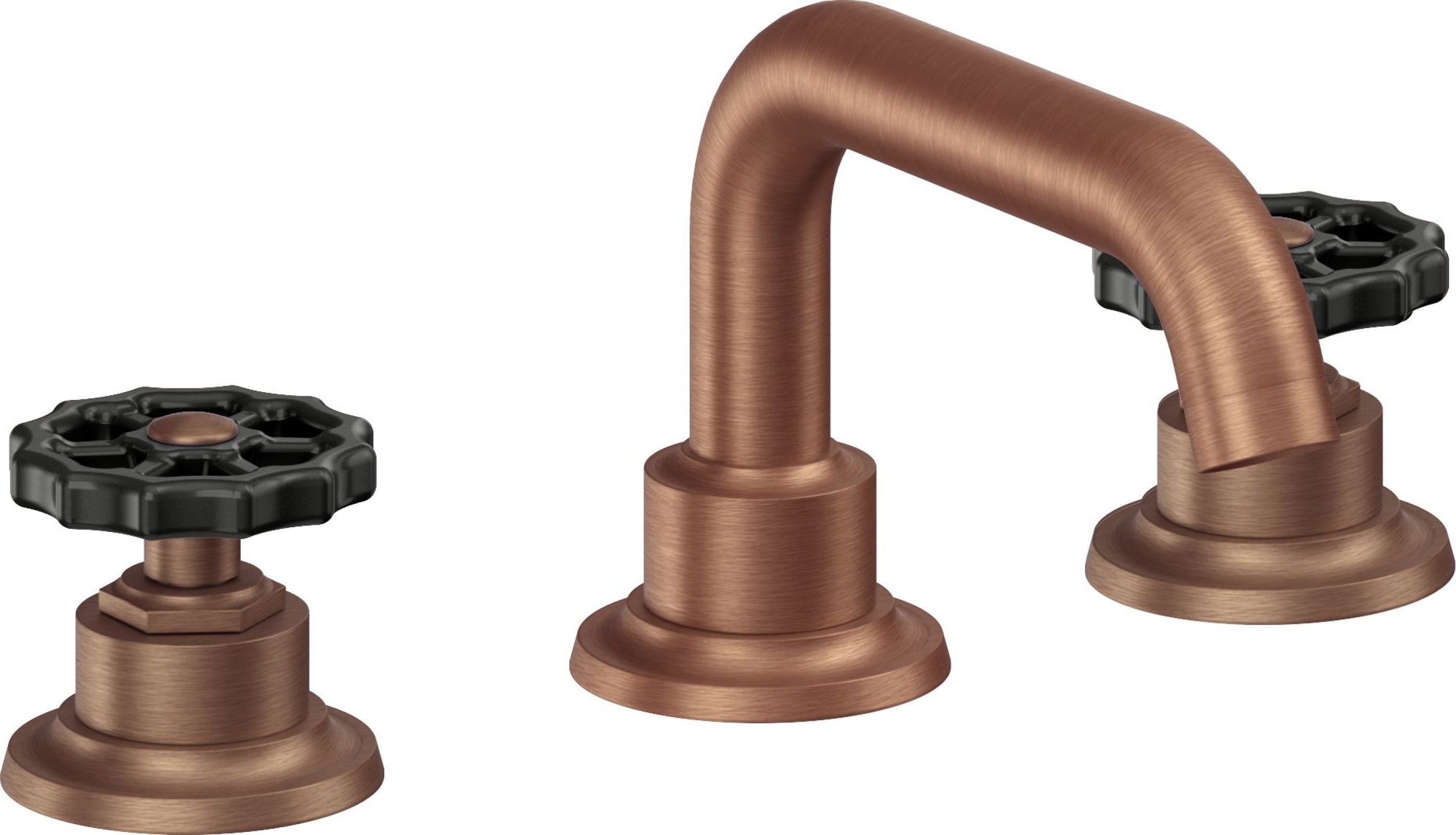 California Faucets - 8002WBZBF-ACF - 8" Widespread Lavatory Faucet with Completely Finished ZeroDrain - Antique Copper Flat - Descanso Works