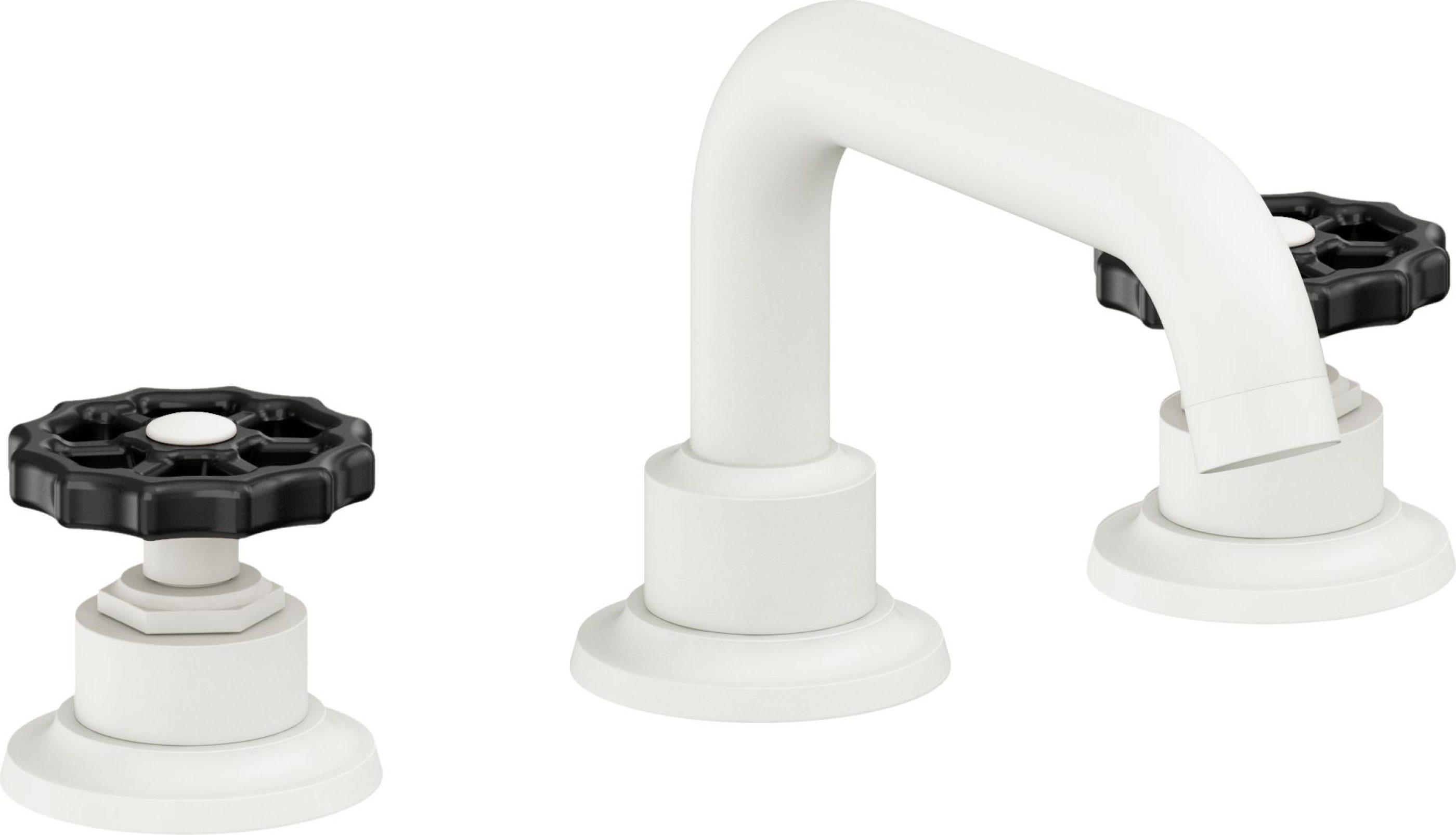 California Faucets - 8002WBZB-MWHT - 8" Widespread Lavatory Faucet with ZeroDrain - Matte White - Descanso Works