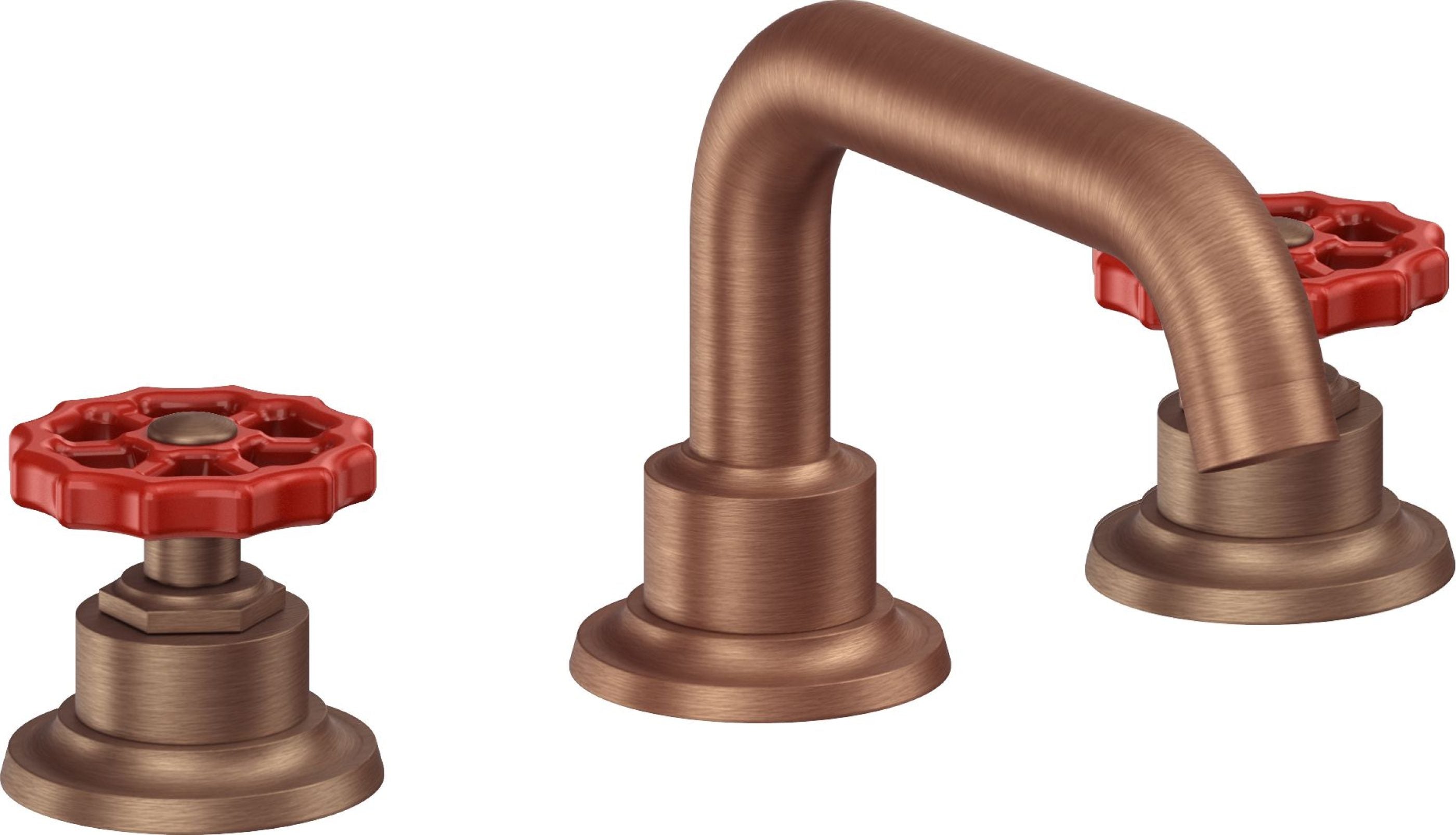 California Faucets - 8002WR-ACF - 8" Widespread Lavatory Faucet - Antique Copper Flat - Descanso Works