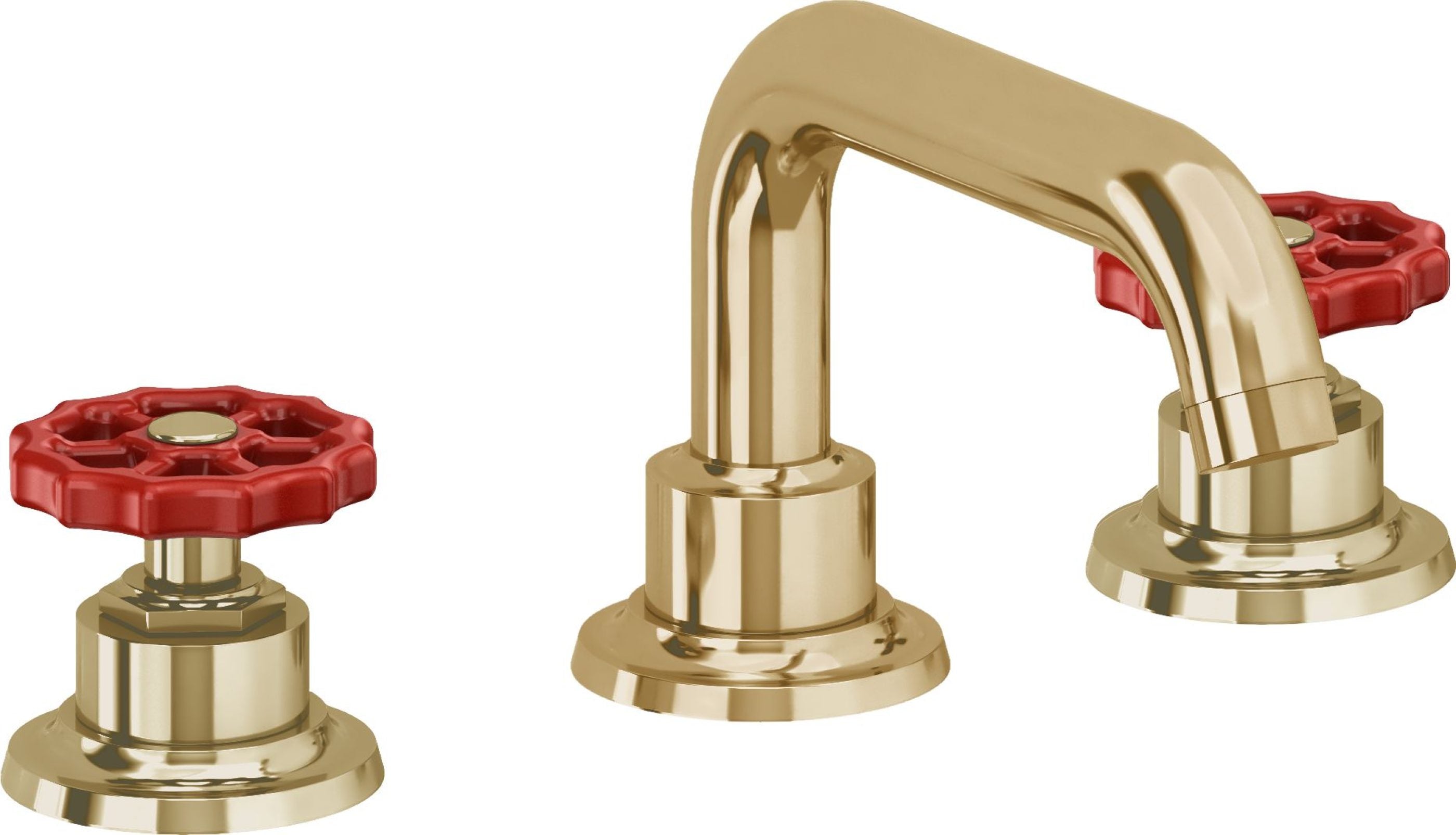 California Faucets - 8002WR-PBU - 8" Widespread Lavatory Faucet - Polished Brass Uncoated - Descanso Works