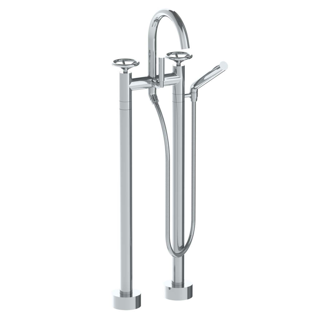 Floor Standing Gooseneck Bath Set With Slim Hand Shower