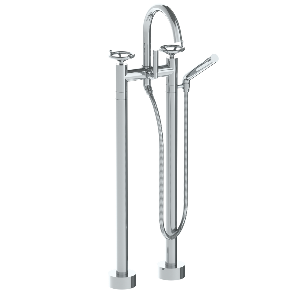 Floor Standing Gooseneck Bath Set With Slim Hand Shower