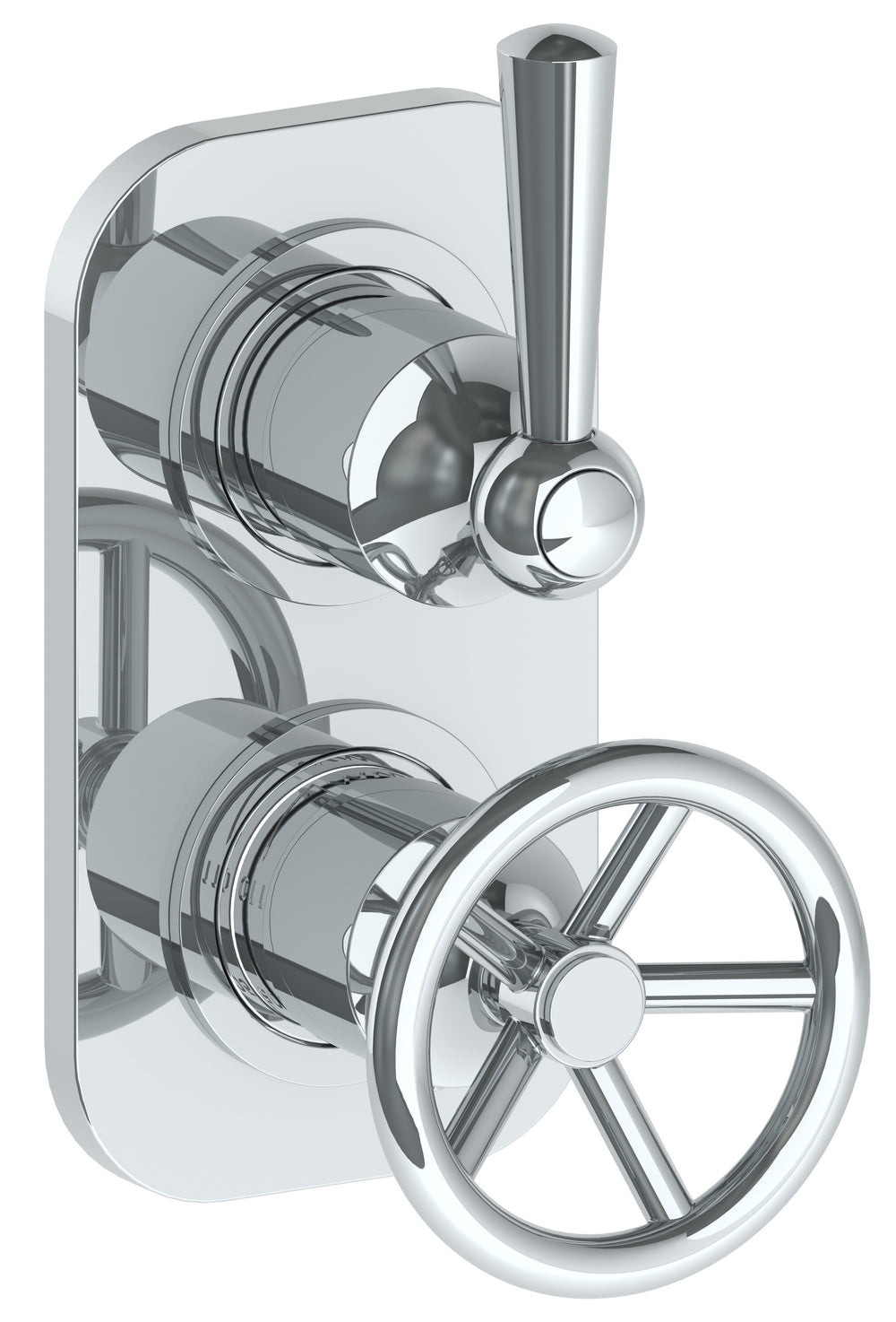 Wall Mounted Mini Thermostatic Shower Trim With Built-In Control, 3 1/2" X 6 1/4"